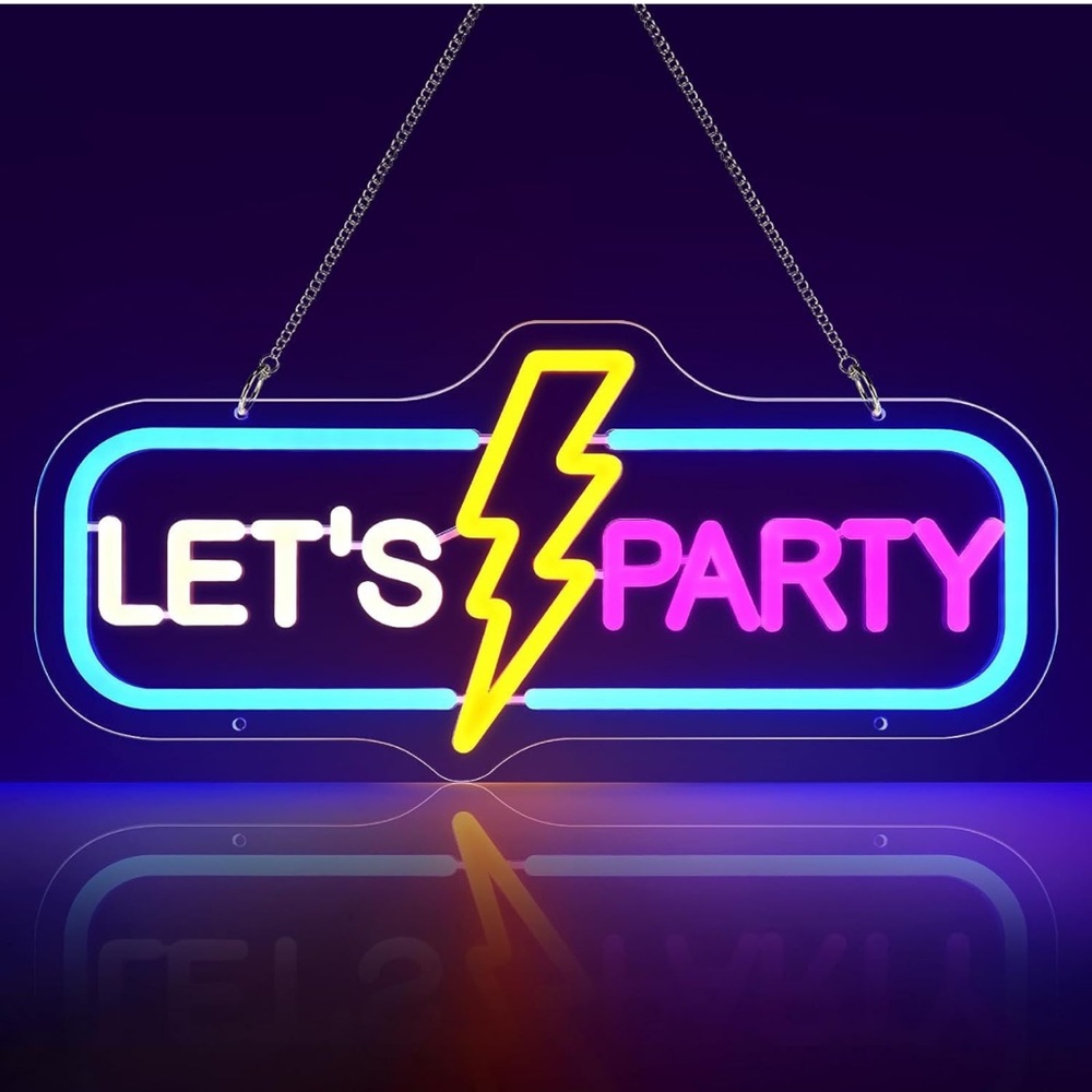 Lets Party Neon Sign, Dimmable Neon Lights Signs for Wall Decor, LED Neon Signs,